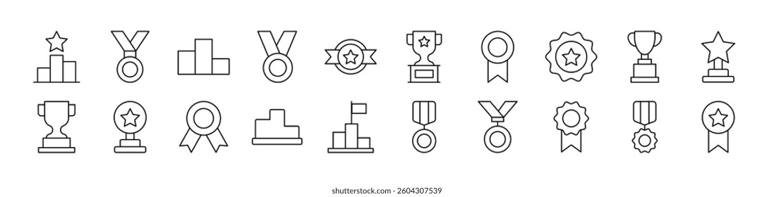 Award for Competition Simple Icon Collection. Editable Stroke. Perfect for Infographics, Articles, Books, Flyers, Banners