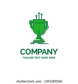 award, competitive, cup, edge, prize Flat Business Logo template. Creative Green Brand Name Design.