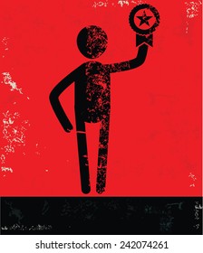 Award concept,human resource design on red background,grunge vector
