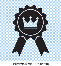 Award with crown and ribbon icon. Best choice symbol. Vector illustration.