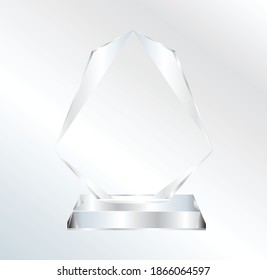 Award Crystal- Realistic View Vector Illustration EPS - Glass Crystal Trophy Mockup Design