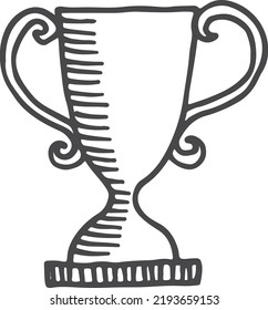 Award cup doodle. Champion symbol. Winner sign