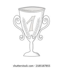 award cup for first place line art, black and white award cup for coloring.