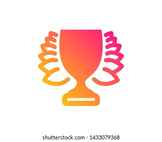 Award cup icon. Winner Trophy with Laurel wreath symbol. Sports achievement sign. Classic flat style. Gradient winner icon. Vector