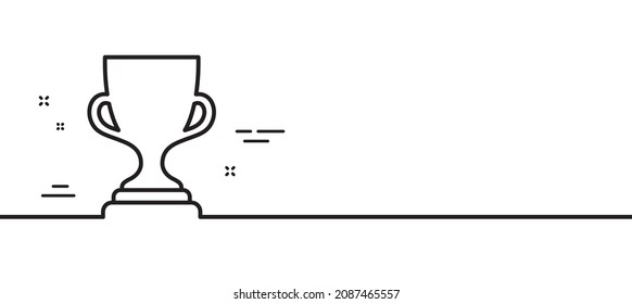 Award cup line icon. Winner Trophy symbol. Sports achievement sign. Minimal line illustration background. Award cup line icon pattern banner. White web template concept. Vector