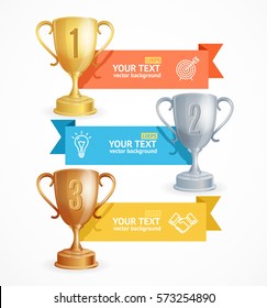 Award Cup Menu Infographic Option Banner Horizontal Card for Business. Vector illustration