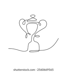 Award Cup One Single Line Drawing. Vector Illustration of Continuous Monoline Sign Illustration. Linear Art.