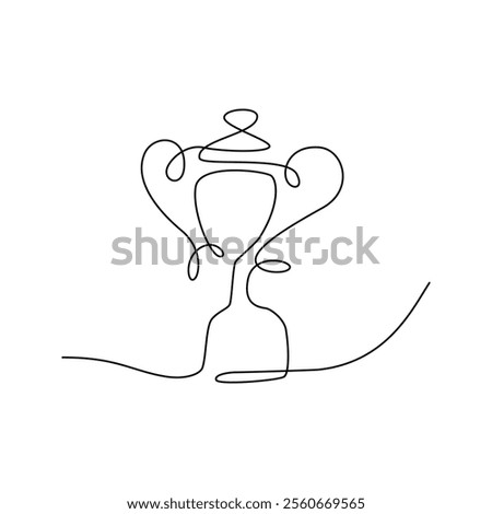 Award Cup One Single Line Drawing. Vector Illustration of Continuous Monoline Sign Illustration. Linear Art.