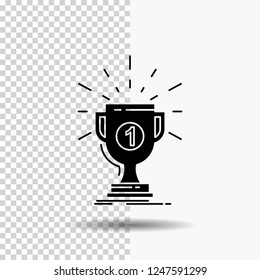 award, cup, prize, reward, victory Glyph Icon on Transparent Background. Black Icon