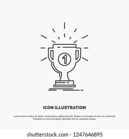 award, cup, prize, reward, victory Icon. Line vector gray symbol for UI and UX, website or mobile application