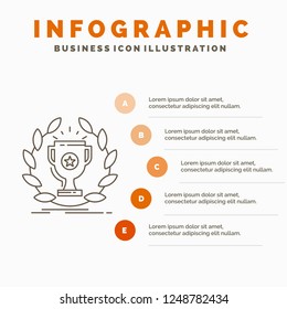 award, cup, prize, reward, victory Infographics Template for Website and Presentation. Line Gray icon with Orange infographic style vector illustration