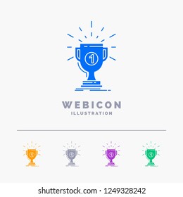 award, cup, prize, reward, victory 5 Color Glyph Web Icon Template isolated on white. Vector illustration
