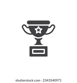 Copa de premio con icono del vector estrella. signo plano relleno para concepto móvil y diseño web. Icono de glifo de copa de trofeo. Símbolo, ilustración del logotipo. Gráficos vectoriales