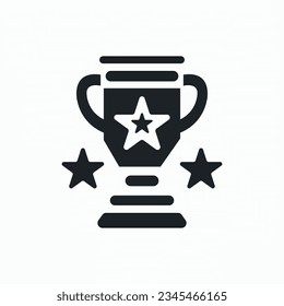 Copa de premio con icono del vector estrella. Icono de glifo de copa de trofeo. Símbolo, ilustración del logotipo. Ilustración vectorial aislada en fondo blanco.