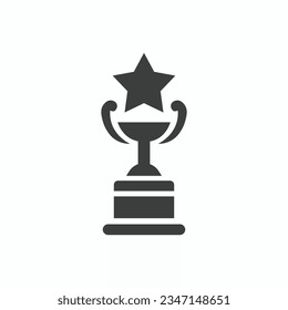 Award cup with star vector icon. Trophy cup glyph icon. Symbol, logo illustration. Vector illustration isolated on white background.