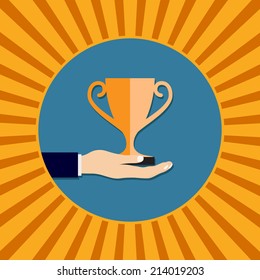 trofeo de copa de premio con diseño de mano