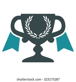 Award Cup vector icon. Style is bicolor flat symbol, soft blue colors, rounded angles, white background.