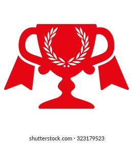 Award Cup vector icon. Style is flat symbol, red color, rounded angles, white background.