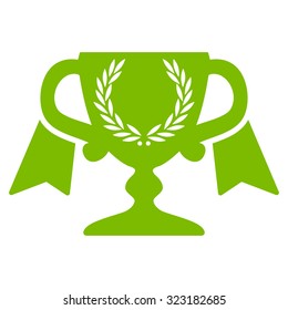 Award Cup vector icon. Style is flat symbol, eco green color, rounded angles, white background.