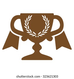 Award Cup vector icon. Style is flat symbol, brown color, rounded angles, white background.