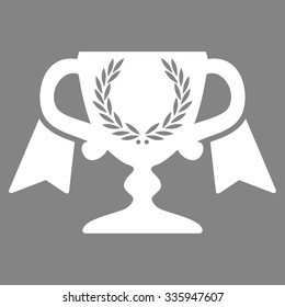 Award Cup vector icon. Style is flat symbol, white color, rounded angles, gray background.