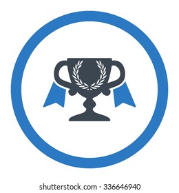 Award Cup vector icon. Style is bicolor flat rounded symbol, smooth blue colors, rounded angles, white background.