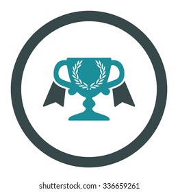 Award Cup vector icon. Style is bicolor flat rounded symbol, soft blue colors, rounded angles, white background.
