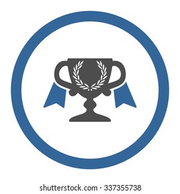 Award Cup vector icon. Style is bicolor flat rounded symbol, cobalt and gray colors, rounded angles, white background.