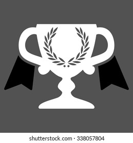 Award Cup vector icon. Style is bicolor flat symbol, black and white colors, rounded angles, gray background.