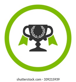 Award Cup vector icon. Style is bicolor flat rounded symbol, eco green and gray colors, rounded angles, white background.