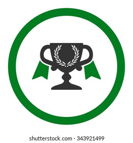 Award Cup vector icon. Style is bicolor flat rounded symbol, green and gray colors, rounded angles, white background.