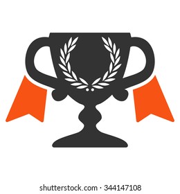 Award Cup vector icon. Style is bicolor flat symbol, orange and gray colors, rounded angles, white background.