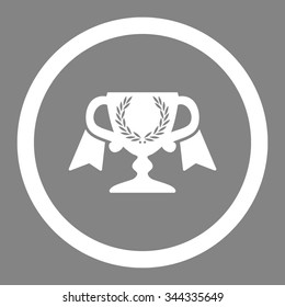Award Cup vector icon. Style is flat rounded symbol, white color, rounded angles, gray background.