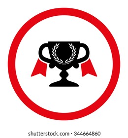 Award Cup vector icon. Style is bicolor flat rounded symbol, intensive red and black colors, rounded angles, white background.