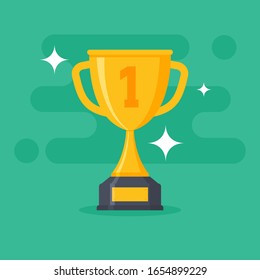 Award cup vector icon. Trophy award cup gold prize champion win victory.