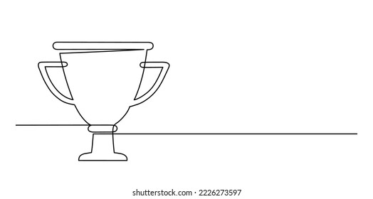 Copa de premio. Premio ganador. Dibujo continuo de líneas.