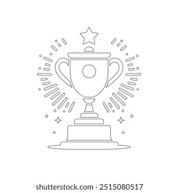 Xícara de prêmio. Prêmio do vencedor. Desenho de linha contínuo, arte de linha contínua de troféu. Desenho de linha de prêmio, ilustração de vetor