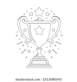 Award cup. Winner prize. Continuous line drawing, Continuous line art of trophy. Award line drawing, Vector illustration