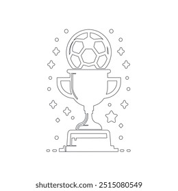 Prämienbecher. Gewinnerpreis. Kontinuierliche Linienzeichnung, Kontinuierliche Linienart der Trophäe. Prämienlinienzeichnung, Vektorgrafik