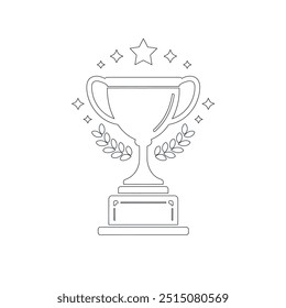 Taza de premio. Ganador del premio. Dibujo de línea continua, arte de línea continua de trofeo. Dibujo de línea de premio, Ilustración vectorial