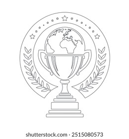 Taza de premio. Ganador del premio. Dibujo de línea continua, arte de línea continua de trofeo. Dibujo de línea de premio, Ilustración vectorial