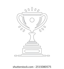 Award cup. Winner prize. Continuous line drawing, Continuous line art of trophy. Award line drawing, Vector illustration