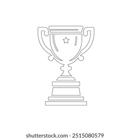 Award cup. Winner prize. Continuous line drawing, Continuous line art of trophy. Award line drawing, Vector illustration
