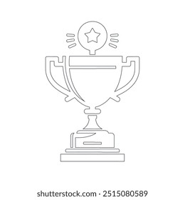 Xícara de prêmio. Prêmio do vencedor. Desenho de linha contínuo, arte de linha contínua de troféu. Desenho de linha de prêmio, ilustração de vetor