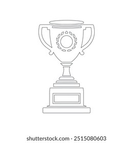 Xícara de prêmio. Prêmio do vencedor. Desenho de linha contínuo, arte de linha contínua de troféu. Desenho de linha de prêmio, ilustração de vetor