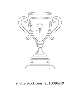 Award cup. Winner prize. Continuous line drawing, Continuous line art of trophy. Award line drawing, Vector illustration