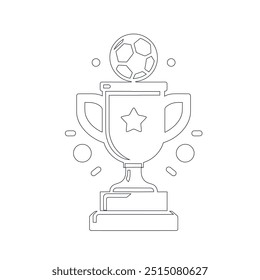 Award cup. Winner prize. Continuous line drawing, Continuous line art of trophy. Award line drawing, Vector illustration