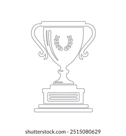 Xícara de prêmio. Prêmio do vencedor. Desenho de linha contínuo, arte de linha contínua de troféu. Desenho de linha de prêmio, ilustração de vetor