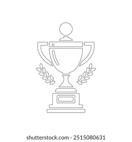 Prämienbecher. Gewinnerpreis. Kontinuierliche Linienzeichnung, Kontinuierliche Linienart der Trophäe. Prämienlinienzeichnung, Vektorgrafik
