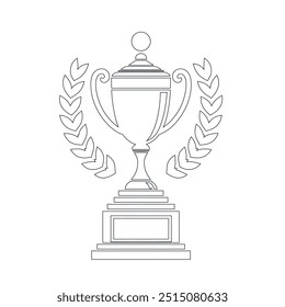 Award cup. Winner prize. Continuous line drawing, Continuous line art of trophy. Award line drawing, Vector illustration